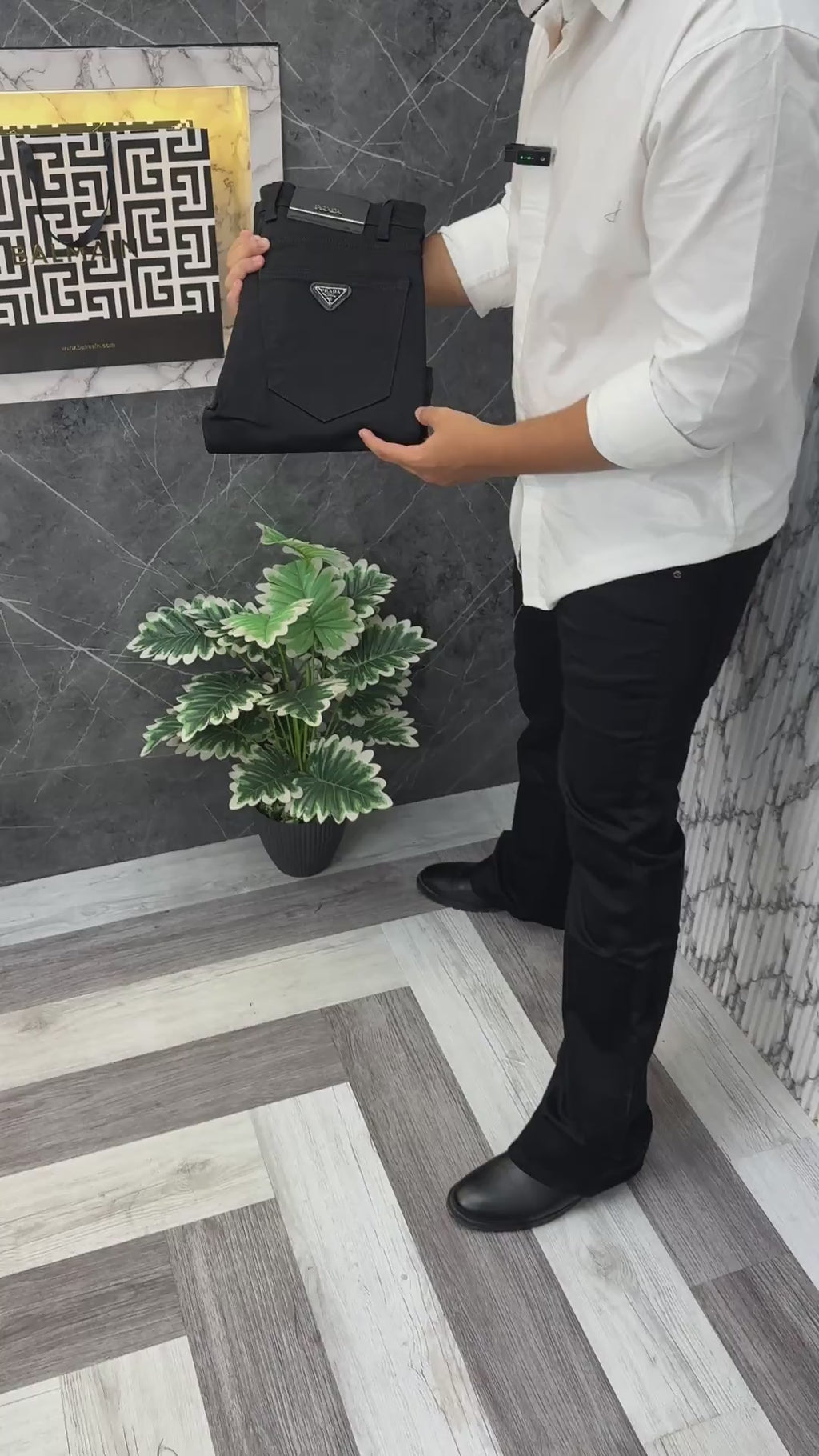 Emporio Armani Imported Front & Back Metal Logo Boot Cut Jeans