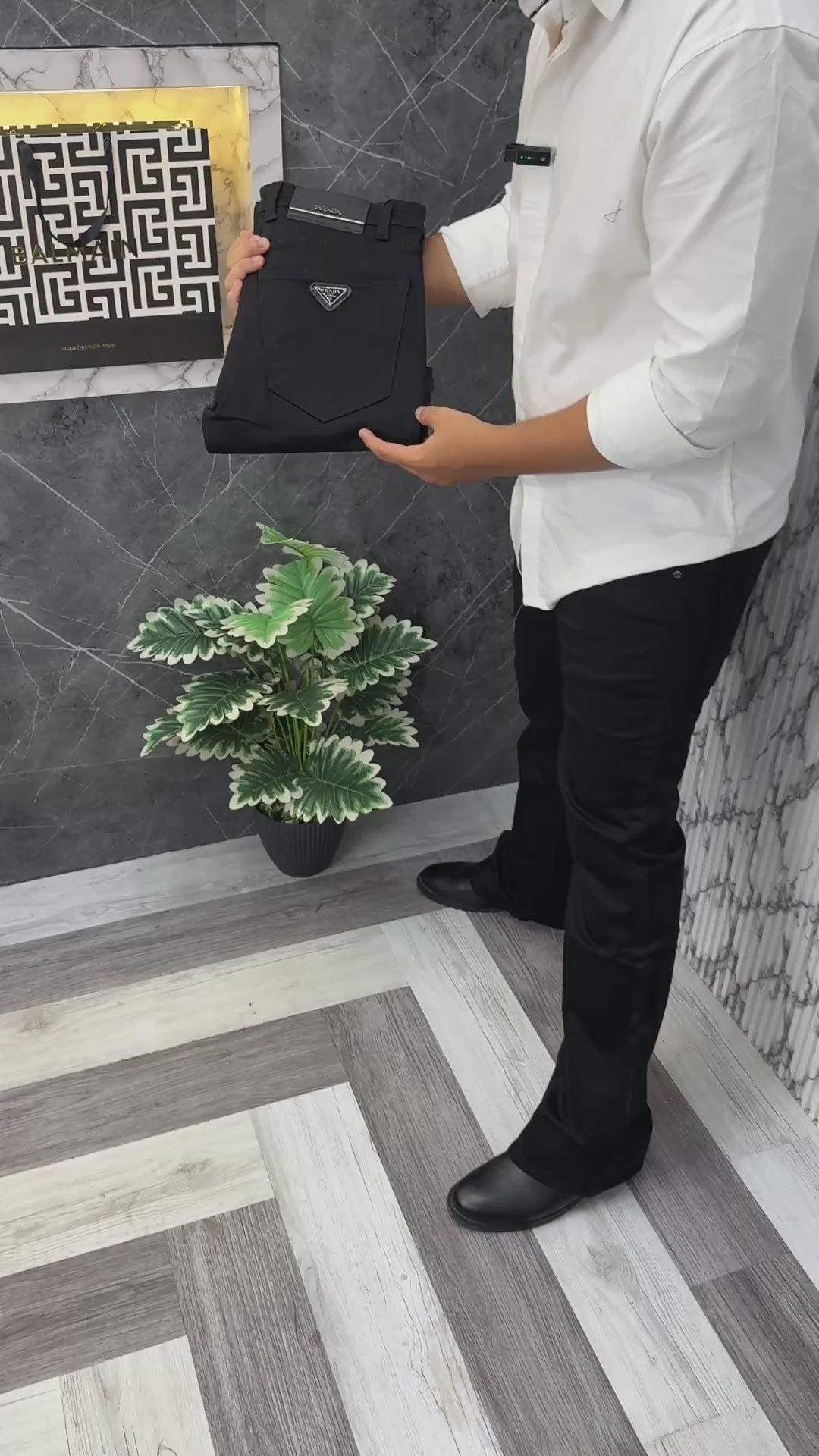 Emporio Armani Imported Front & Back Metal Logo Boot Cut Jeans