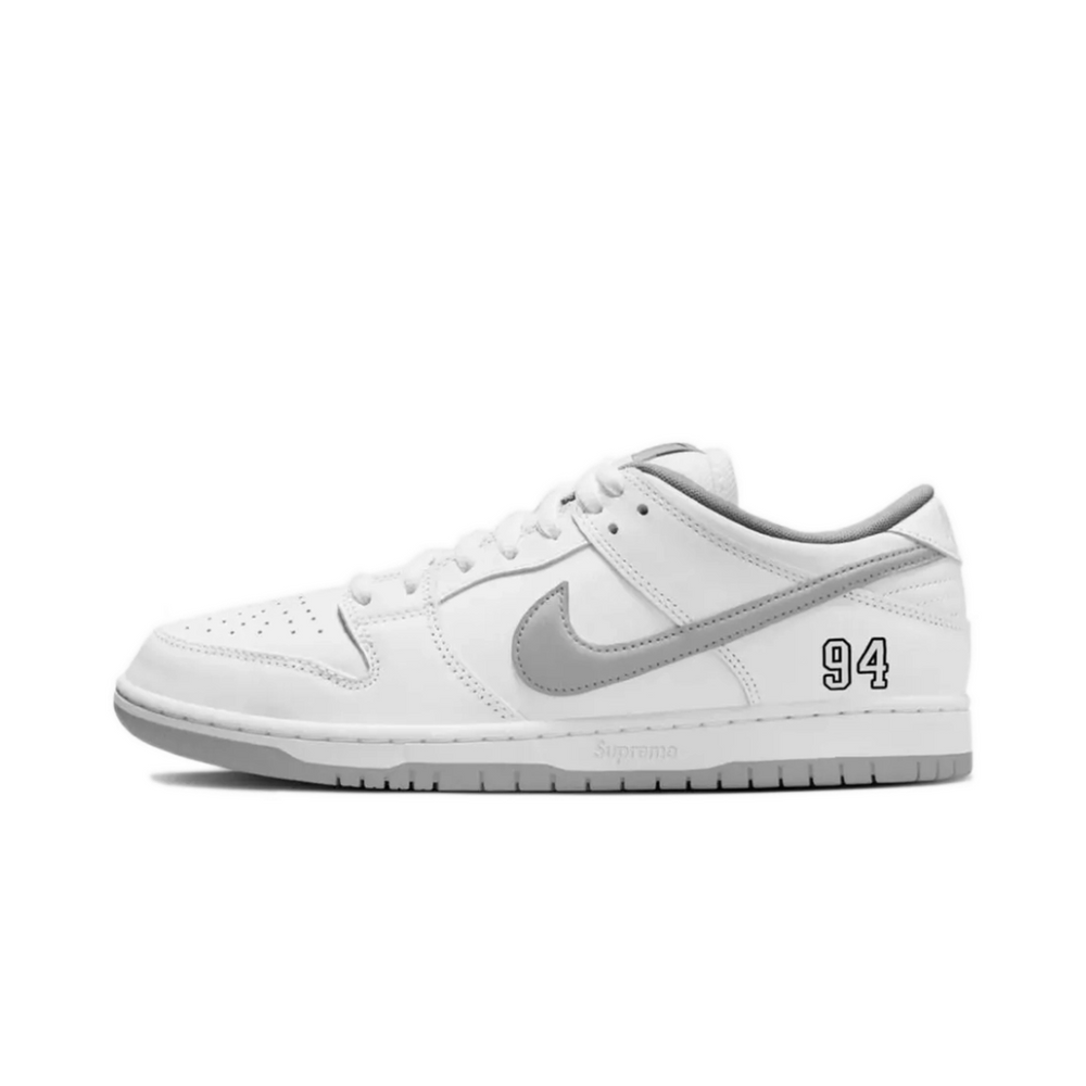 Nike SB Dunk Low Supreme 94 White Metallic Silver