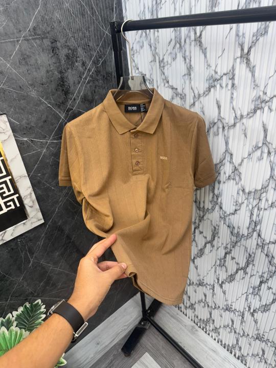 Hugo Boss Imported Soft Knitted Fabric Front Embroidery Logo Polo Neck Tshirt