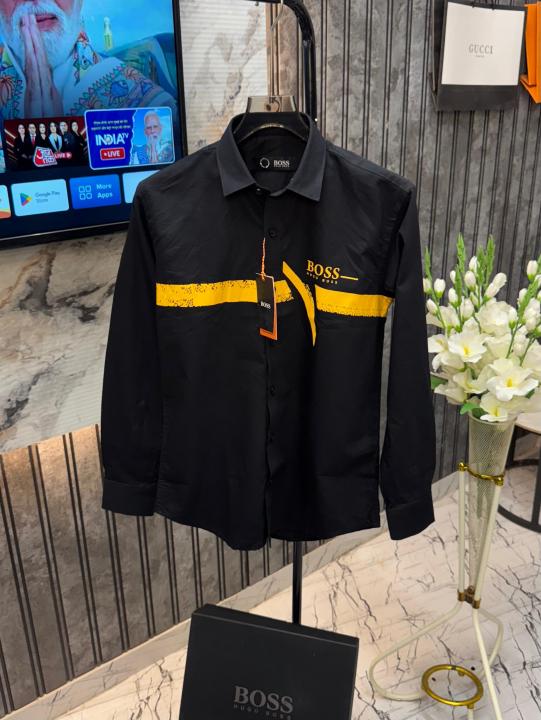 Hugo Boss Imported Front Heavy Printed Very  Full Sleeves Shirt With Brand Box