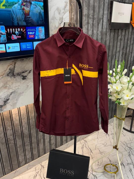 Hugo Boss Imported Front Heavy Printed Very  Full Sleeves Shirt With Brand Box