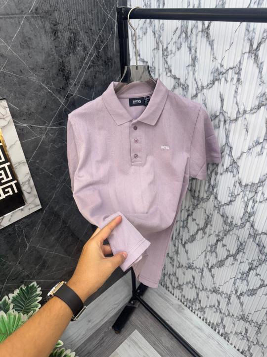Hugo Boss Imported Soft Knitted Fabric Front Embroidery Logo Polo Neck Tshirt