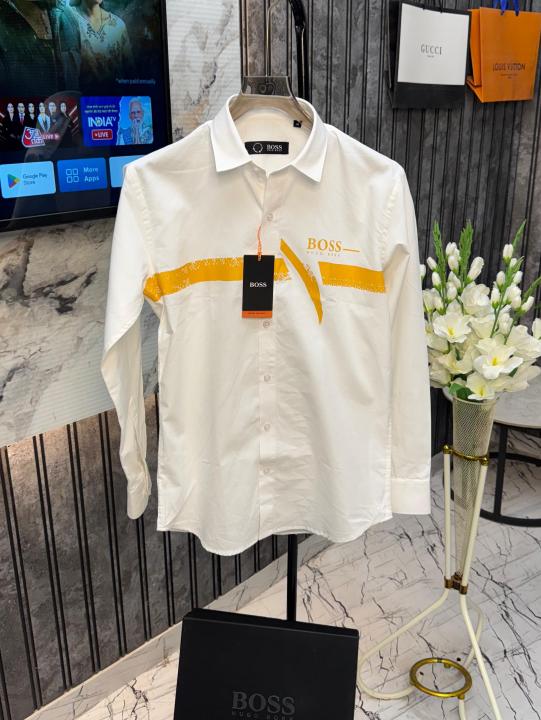 Hugo Boss Imported Front Heavy Printed Very  Full Sleeves Shirt With Brand Box